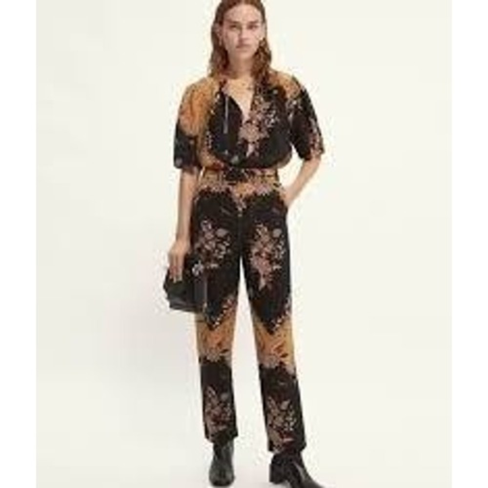 Scotch & Soda Maison Scotch Floral Linen Blend High Waisted Trousers XS
